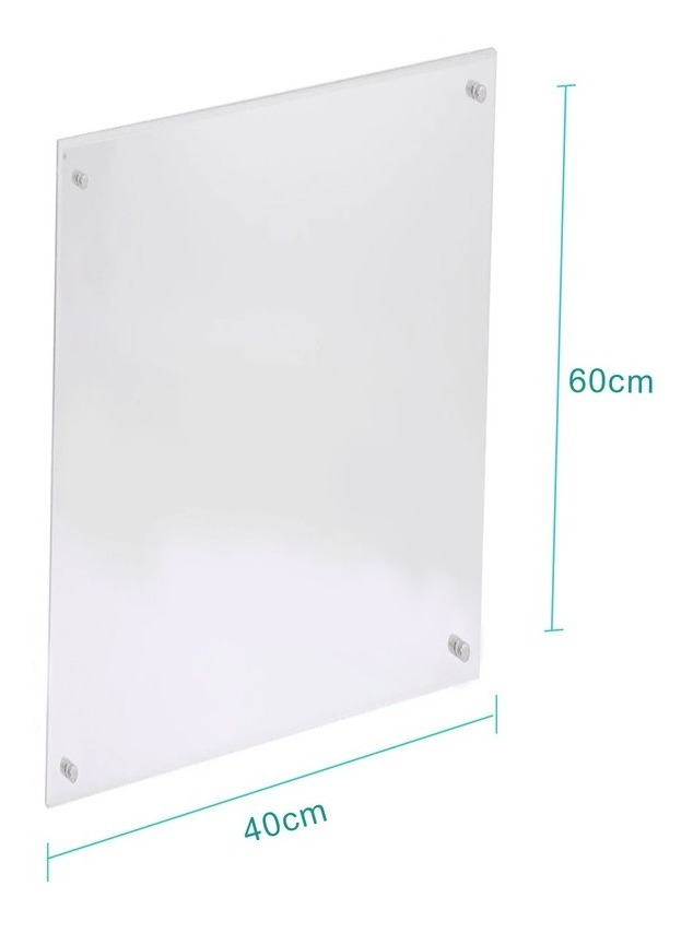 Pizarron Transparente Acrilico 6 Mm Con Chapetones 40x60cm