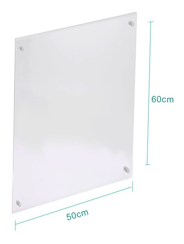 Pizarron Transparente Acrilico 6 Mm Con Chapetones 50x60cm
