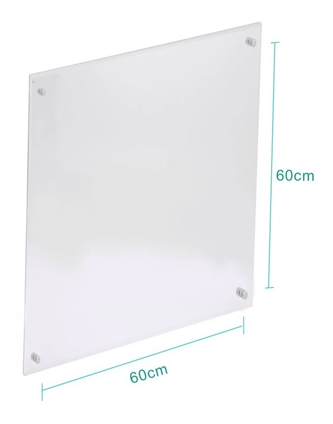 Pizarron Transparente Acrilico 6 Mm Con Chapetones 60x60cm