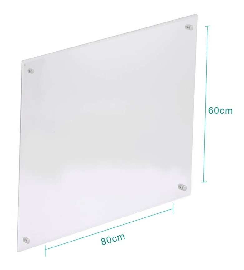 Pizarron Transparente Acrilico 6 Mm Con Chapetones 80x60cm