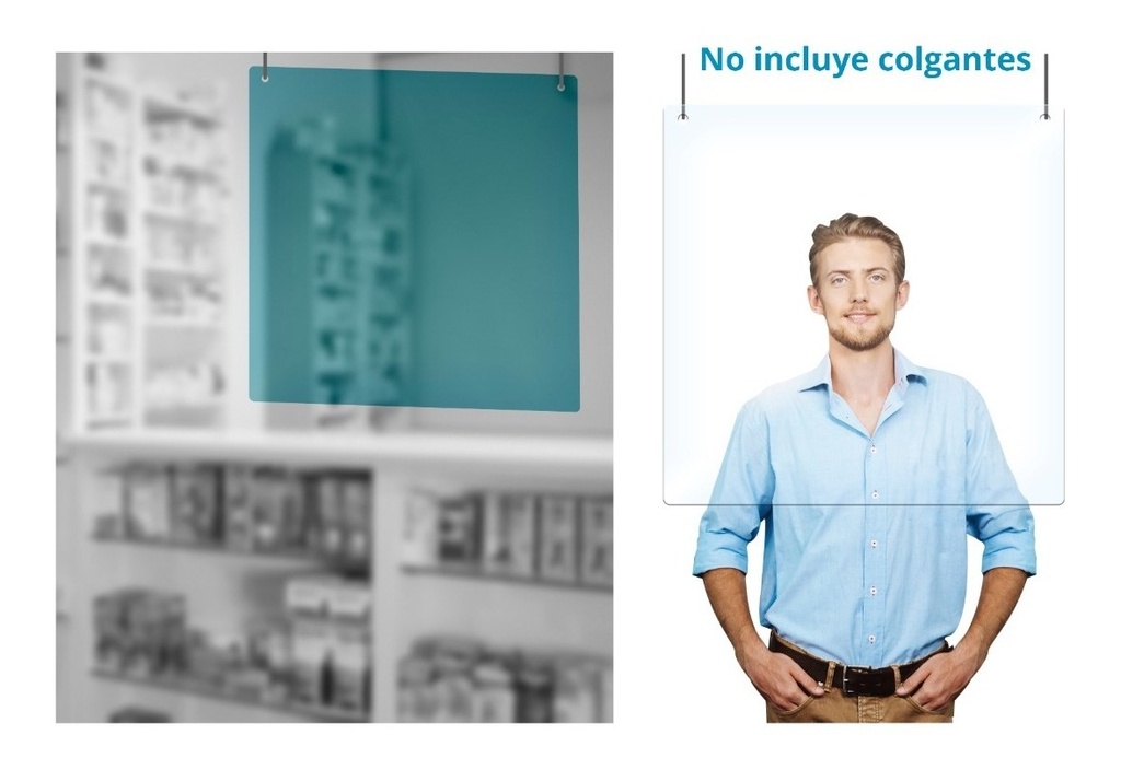 Mampara Colgante Anticontagios 90x90 Cm Grosor 3 Mm