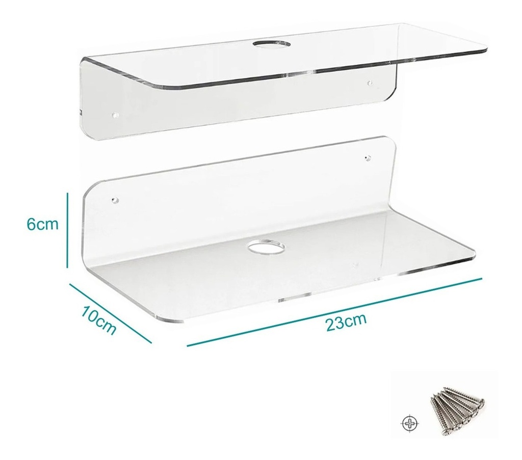 Dos Repisas Flotantes Acrílico 3mm 23 Cm Largo 10 Cm Ancho