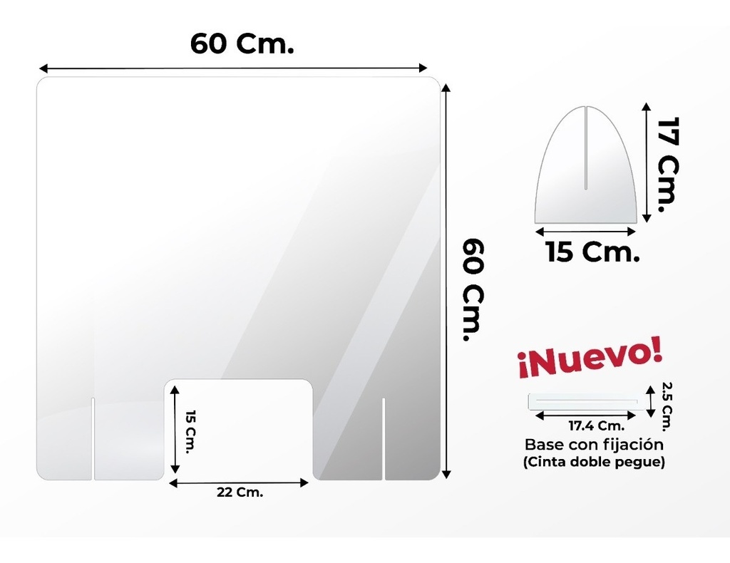 Mampara Anticontagios. 60x60 Cm. Grosor 3 Mm
