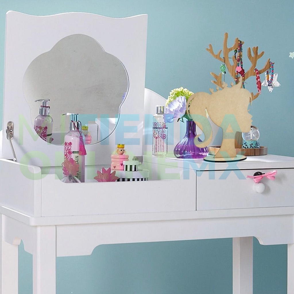 Centro De Mesa Cabeza Barbie Princesa Moño Mdf - Pack 15