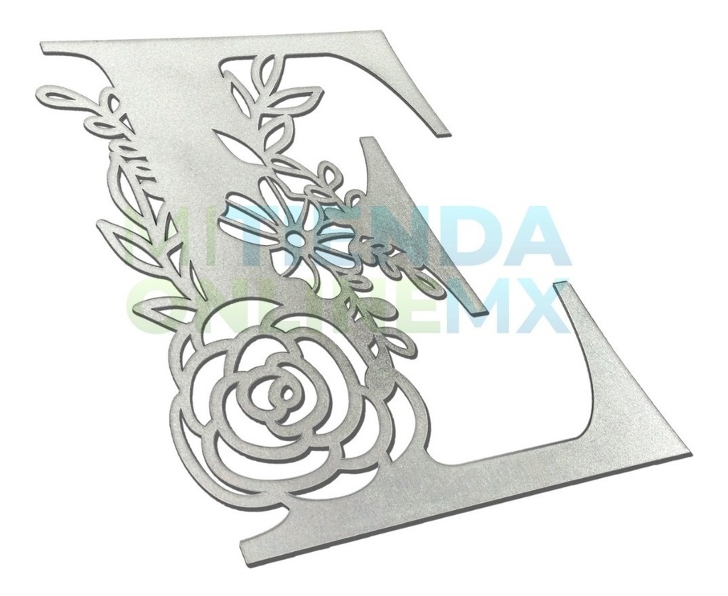Letras Mdf Flores Corte Laser 20 Cm 3mm Plata (pack 7)