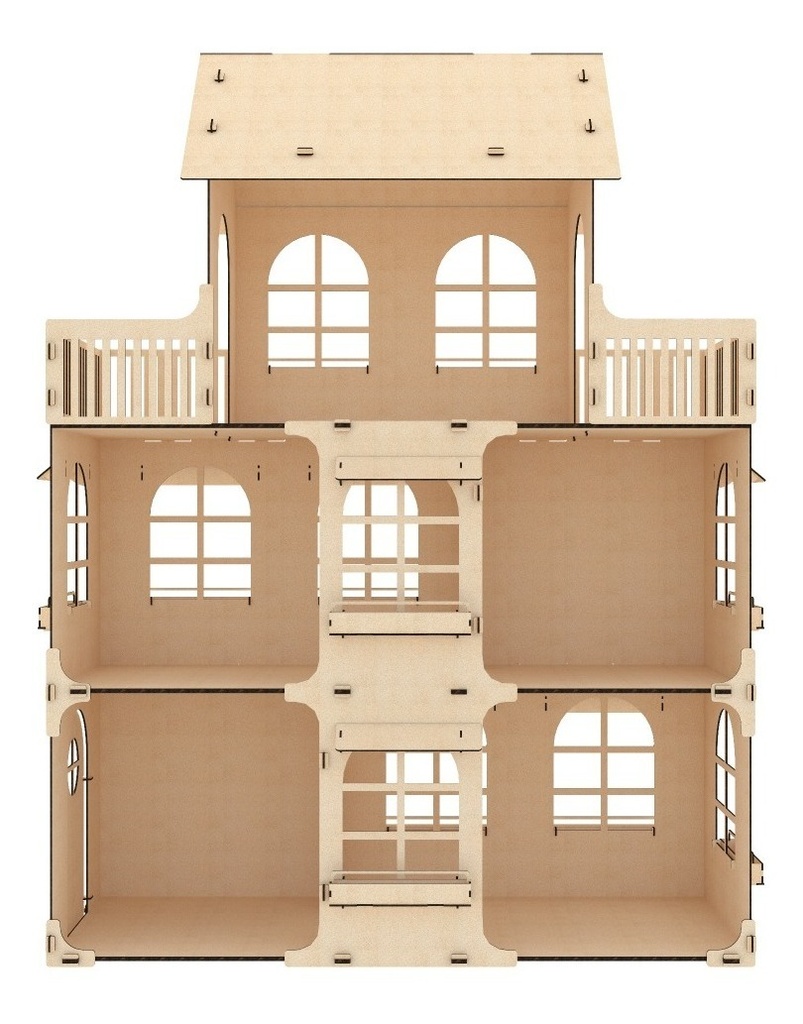 Casa Penthouse 3 Pisos Para Muñecas Clasicas 29cm Mdf