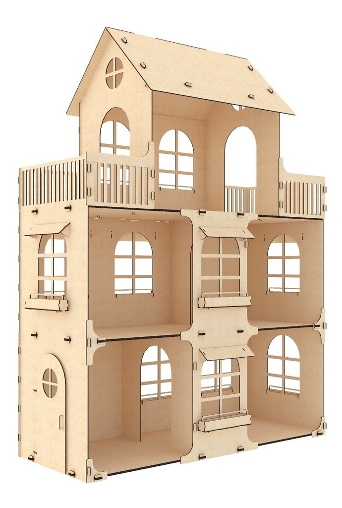 Casa Penthouse 3 Pisos Para Muñecas Clasicas 29cm Mdf