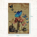 Cuadro Decorativo Vintage Hogar Oficina Mariposa Azul 51x77
