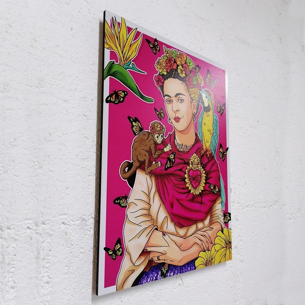 Cuadro Decorativo Vintage Hogar Oficina Frida Rosa 39x30