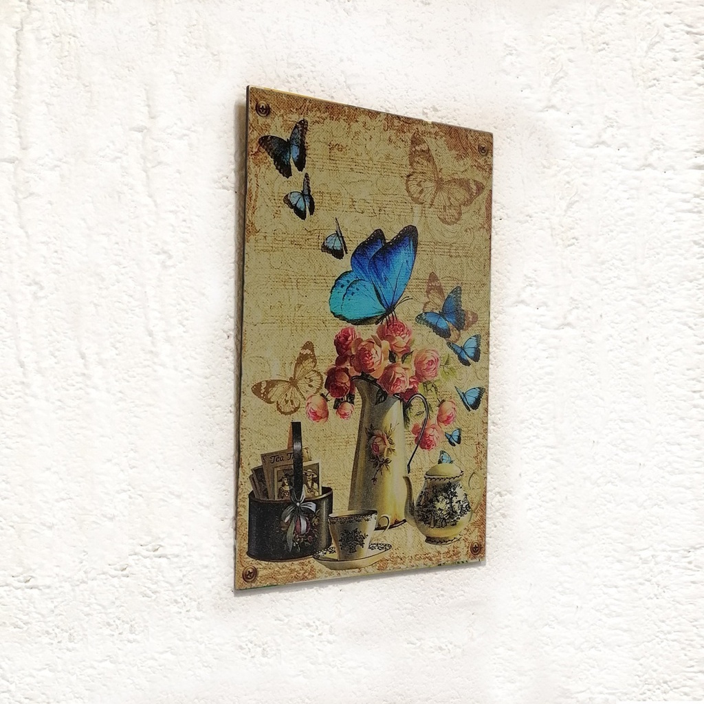 Cuadro Decorativo Vintage Hogar Oficina Mariposa Azul 40x60