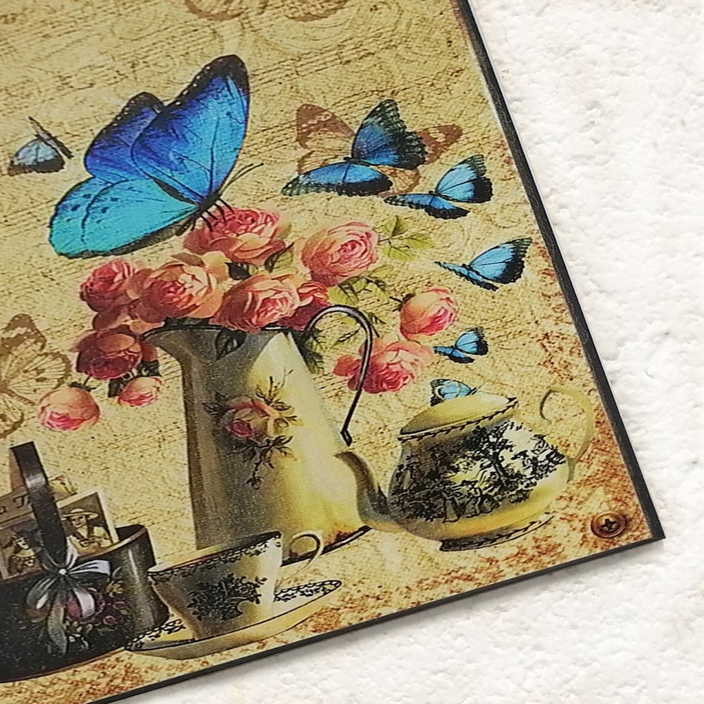 Cuadro Decorativo Vintage Hogar Oficina Mariposa Azul 40x60