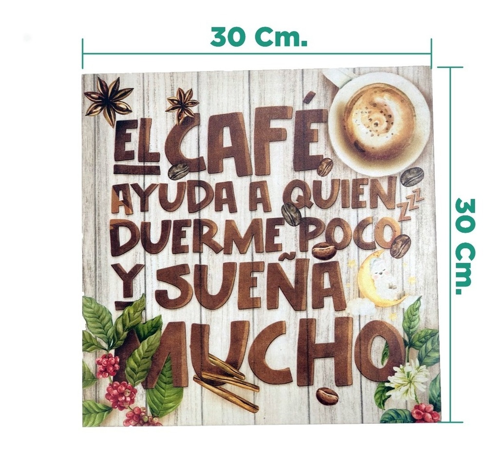 Cuadro Decorativo Cocina Hogar Oficina El Cafe 30x30