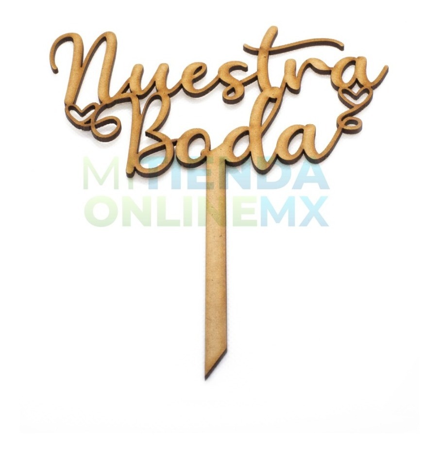 50 Letreros Pastel Mini Cake Topper Fiesta Mdf 3mm 8x8 Cm 