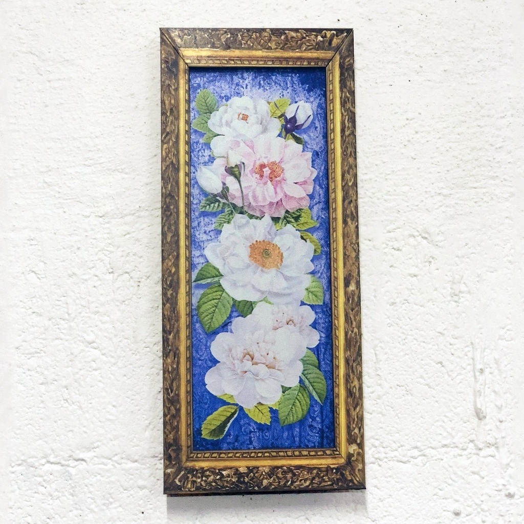 Cuadro Decorativo Vintage Hogar Oficina Cenefa Rosa 15x35cm 