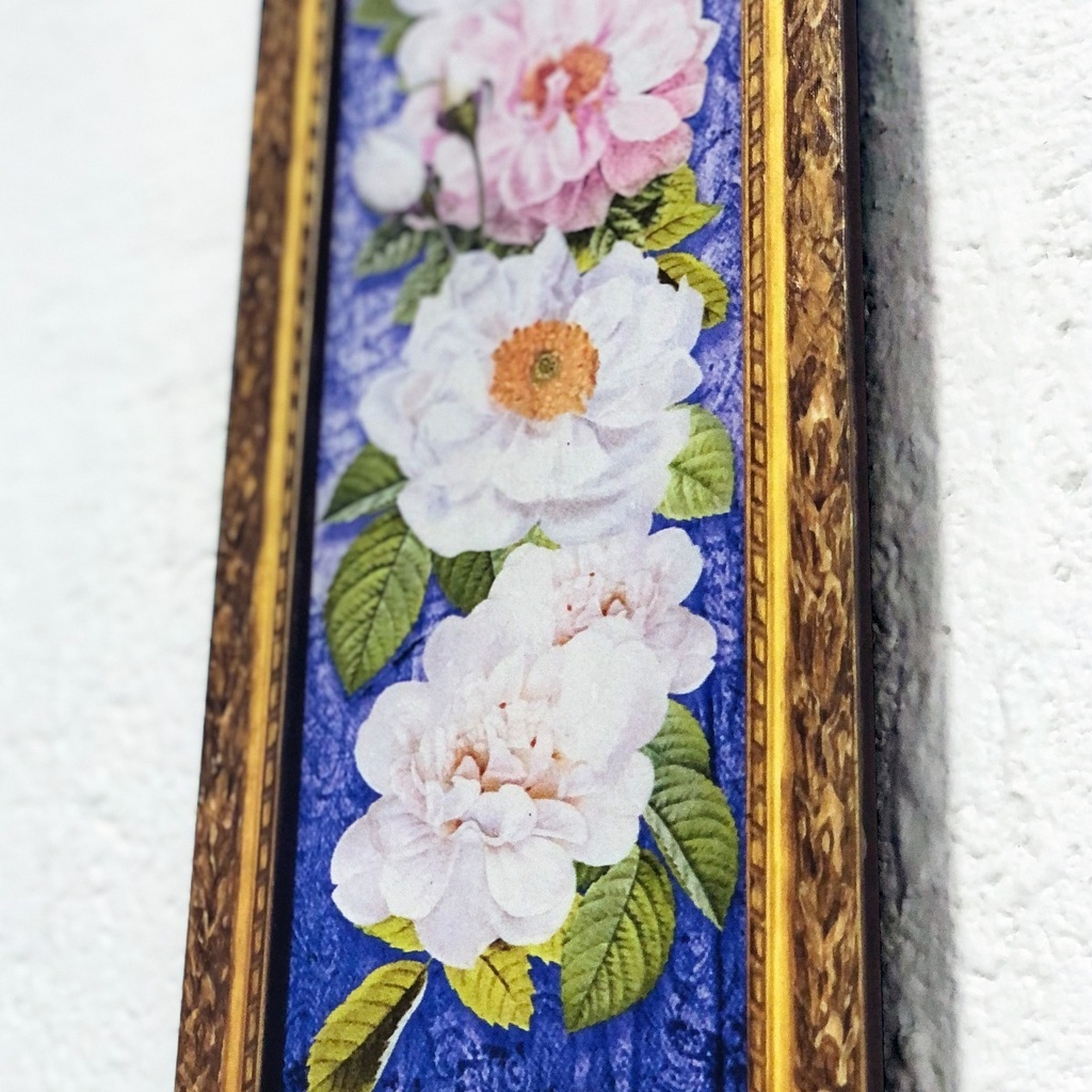 Cuadro Decorativo Vintage Hogar Oficina Cenefa Rosa 15x35cm 