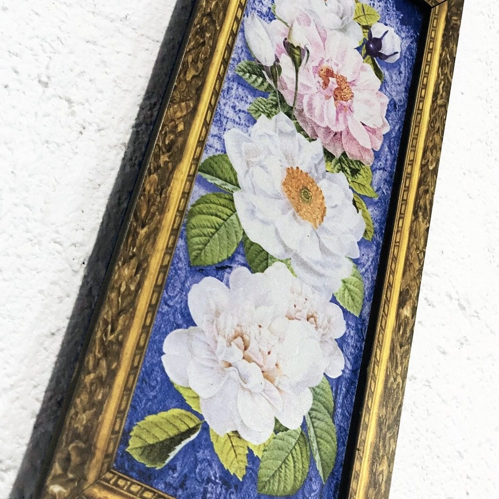 Cuadro Decorativo Vintage Hogar Oficina Cenefa Rosa 15x35cm 