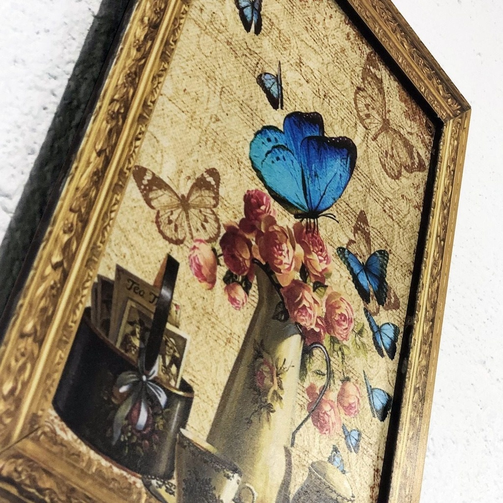 Cuadro Decorativo Vintage Hogar Oficina Mariposa Marco 25x36