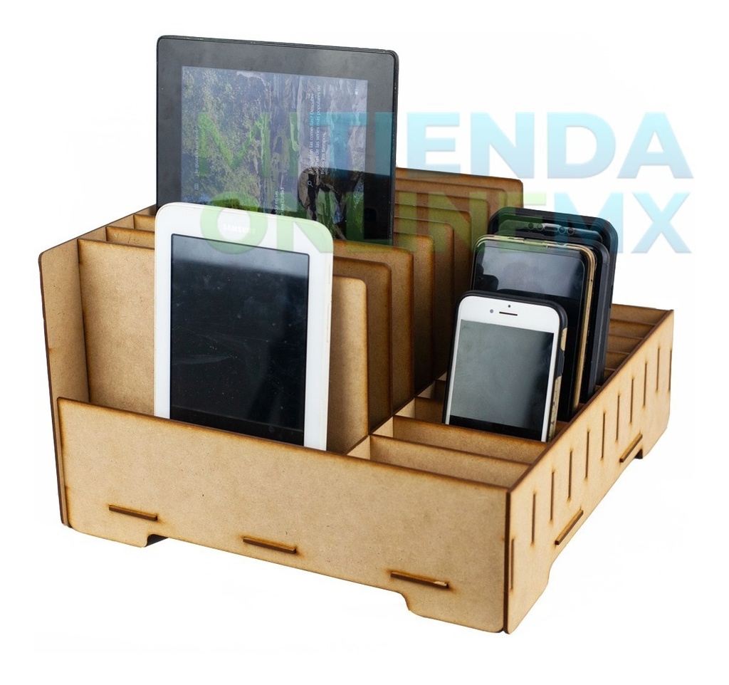 Caja Organizador Exhibidor Mdf Para 10 Celulares Y 10 Tablet