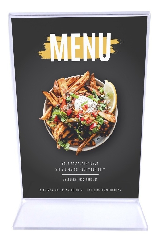 Porta Menu Acrílico Doble Vista Restaurantes Pack 250 Ud. M2