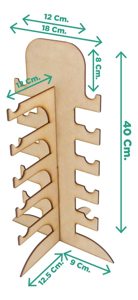 Exhibidor Lentes Base Organizadora Madera Mdf 5 Espacios Pub