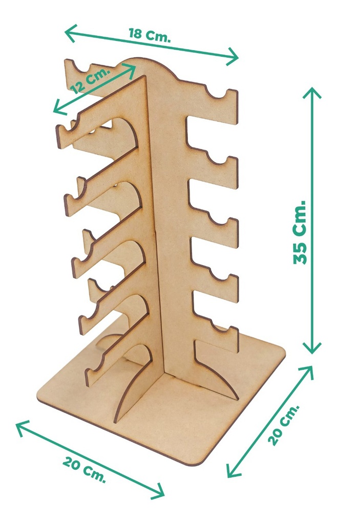 Exhibidor Lentes Base Organizadora Madera Mdf 5 Espacios