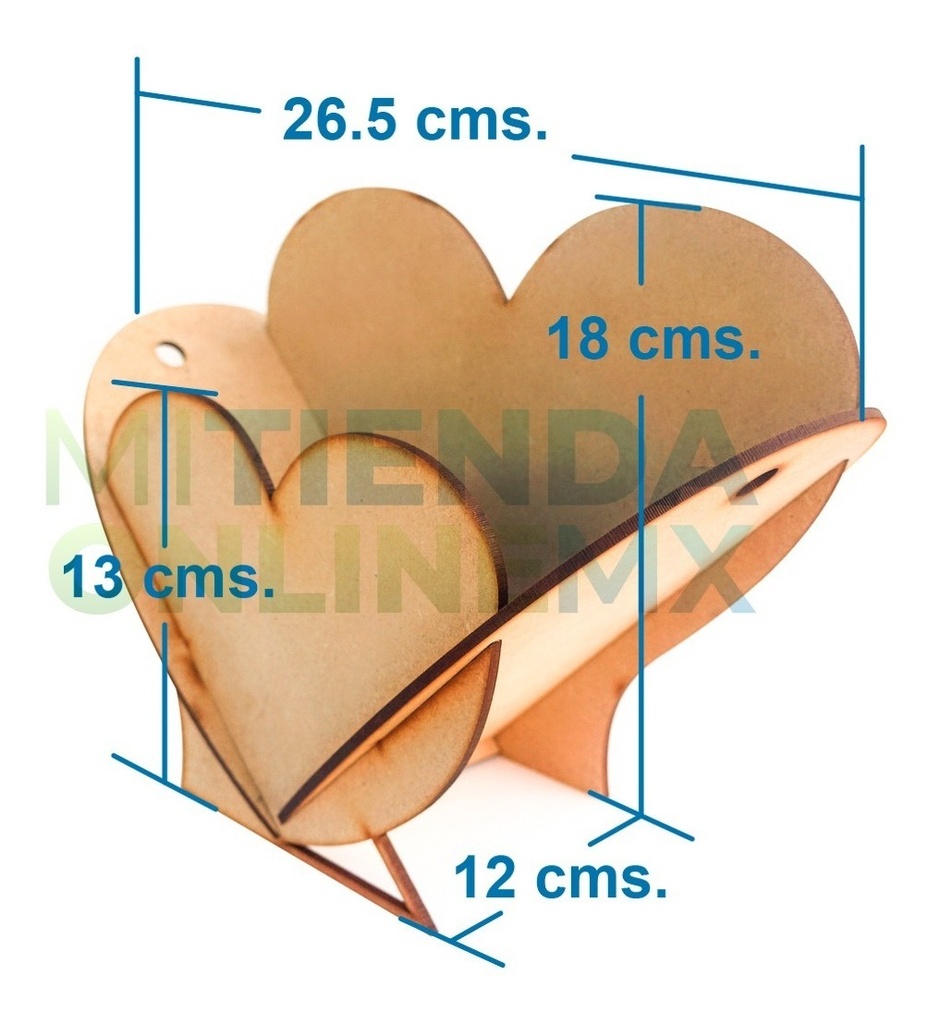 Regalo Dulcero Florero Corazón San Valentín Mdf - Pack 16
