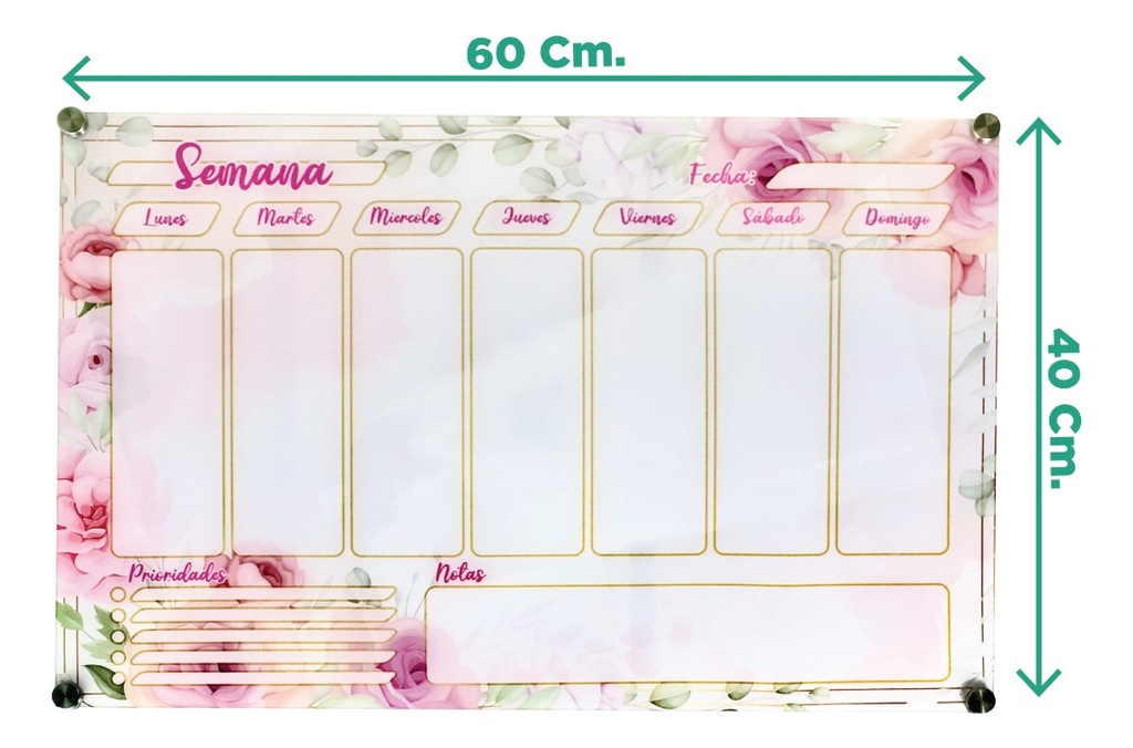 Pizarra Planeador Planner De Acrílico 60x40cm 