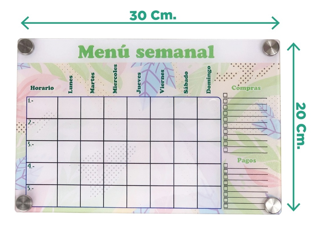 Pizarra Planeador Planner De Acrílico 30x20cm 