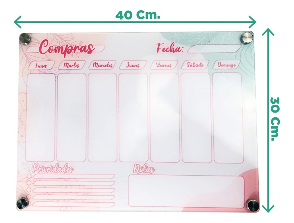 Pizarra Planeador Planner De Acrílico 40x30cm 
