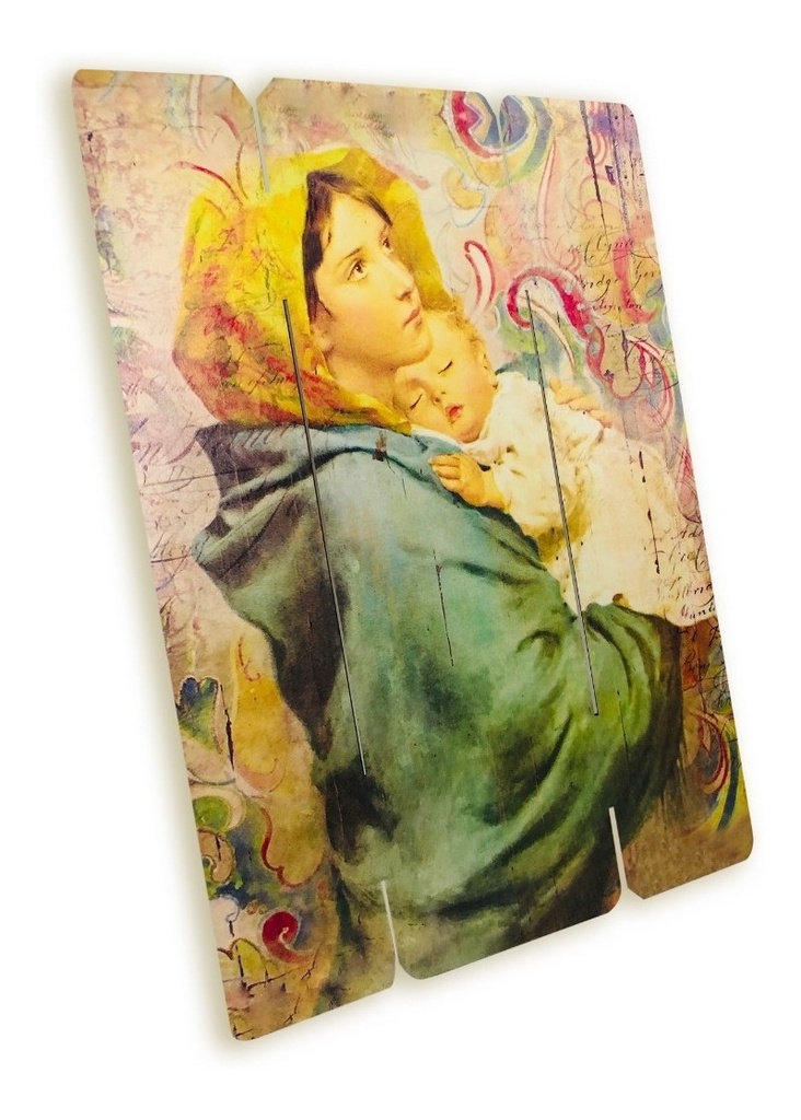 Cuadro Madona Con Niño Dios Impresión Directa En Mdf 30x25cm