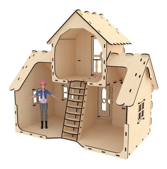 Casa  Clasica Para Muñecas 29cm Mdf 6mm