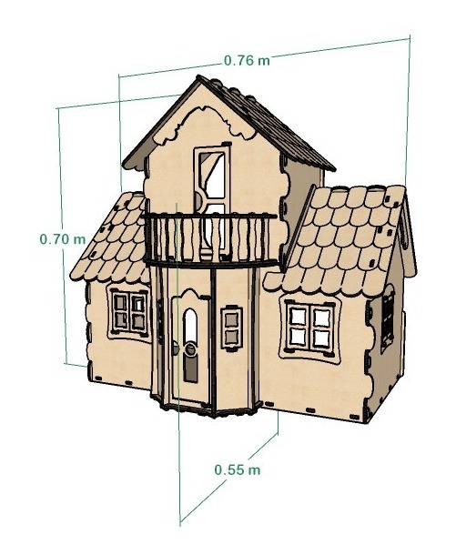 Casa  Clasica Para Muñecas 29cm Mdf 6mm