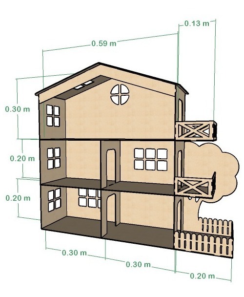 Casa Mansion Para Muñecas Pequeñas Mdf