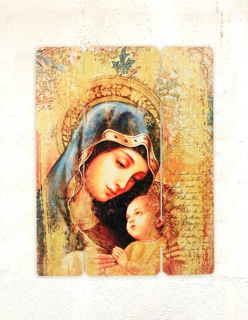Cuadro Madona Con Niño Dios Impresión Directa Mdf 30x25cm