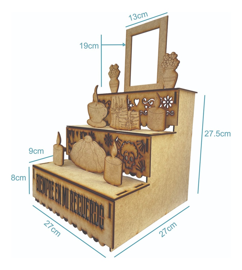 Altar Decorativo Ofrenda Día De Muertos Halloween Mdf Chico
