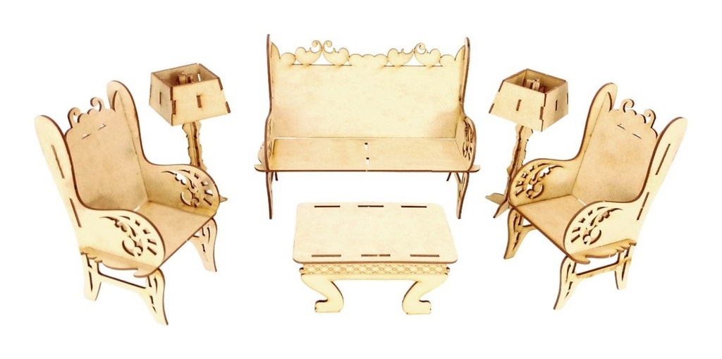 Casa De Muñecas Ensueños 29cm 2 Pisos Con Muebles Mdf