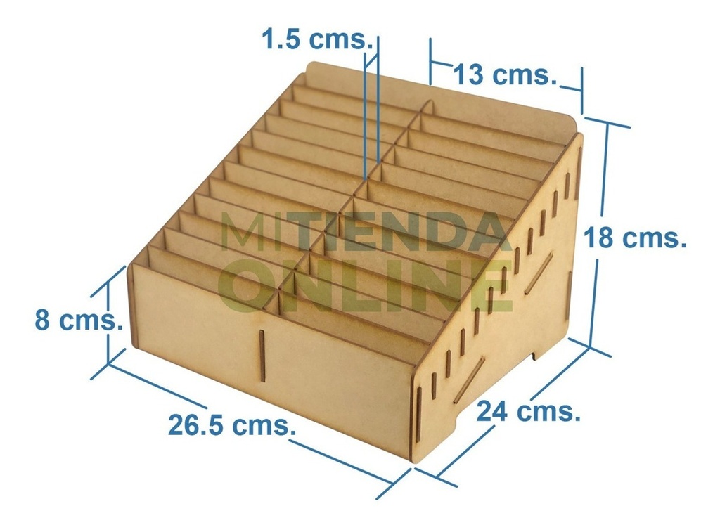 Caja Comandero Organizador Mdf Con 24 Espacios