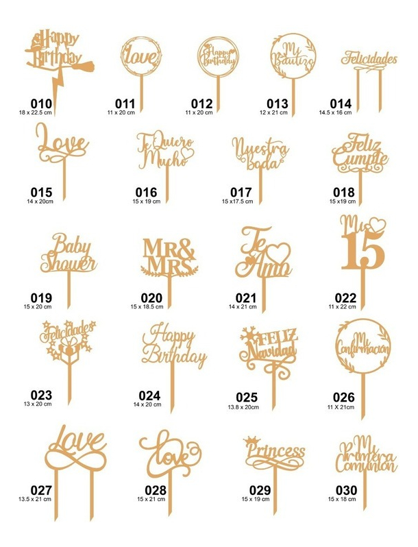 Letreros Pastel Cake Topper Fiesta - 24 Ud - Personalizado