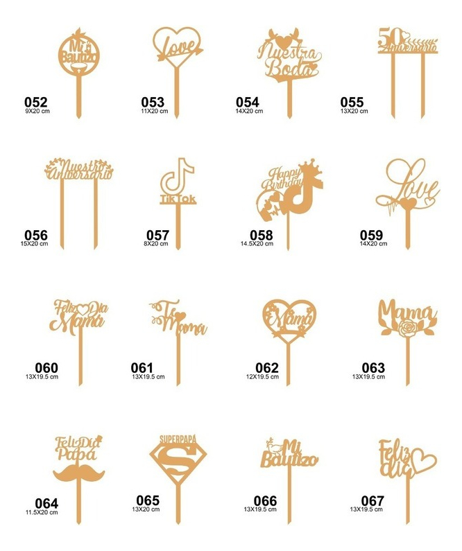 Letreros Pastel Cake Topper Fiesta - 24 Ud - Personalizado