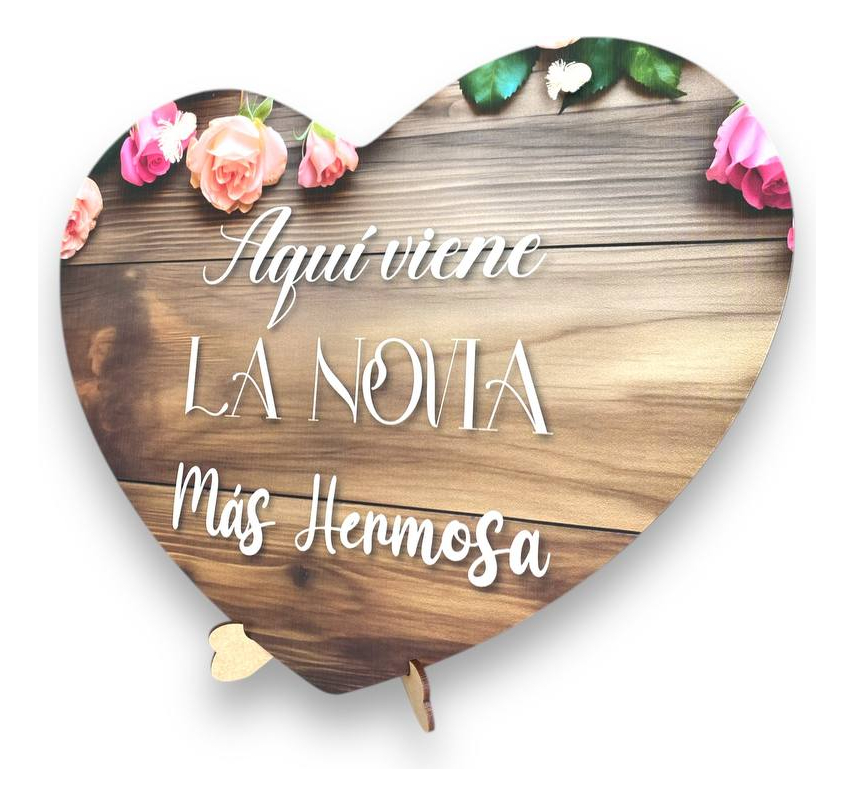 Letrero Pajes Boda Diseño Corazón 40x30cm Decoración F7