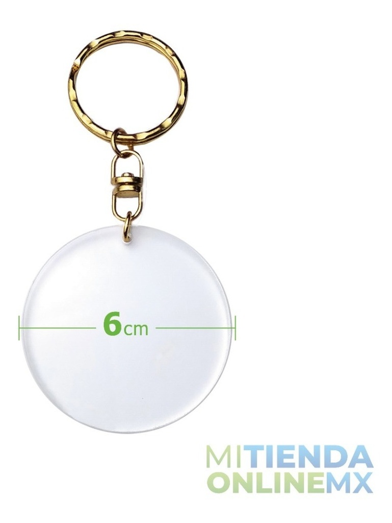 Llaveros De Acrilico Redondos 50 Piezas Herraje Color Oro