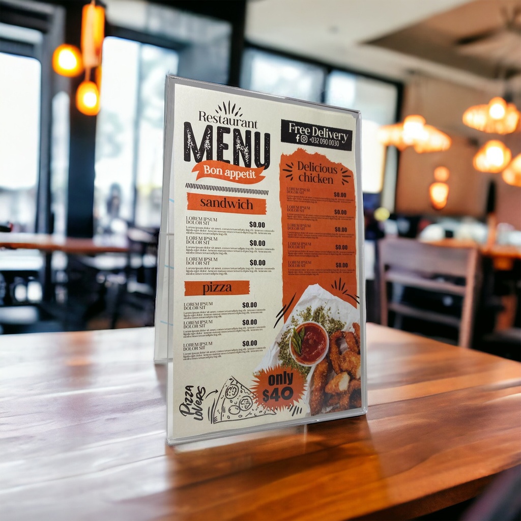 Porta Menú Folletos Publicidad Acrílico 3mm M3 Pack 10