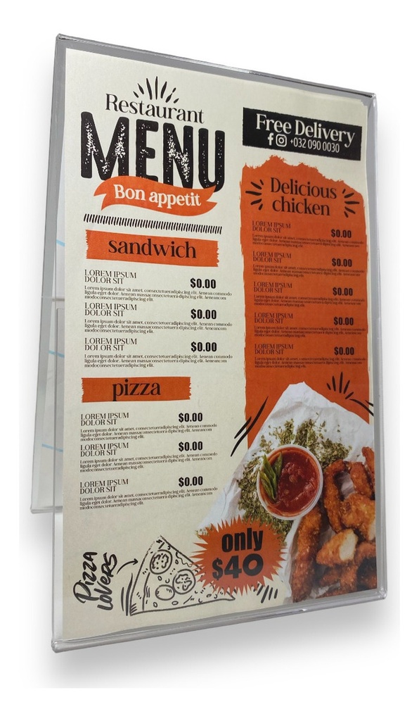 Porta Menú Folletos Publicidad Acrílico 3mm M3