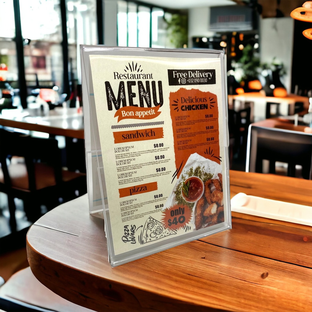 Porta Menú Folletos Publicidad Acrílico 3mm M5 Pack 70