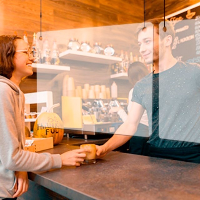 Mampara Protectora Anticontagio Colgante 60x60cm Grosor 3 Mm