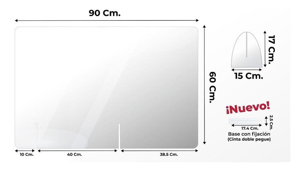 Mampara Proteccion Protectora Escritorio Separador 90x60cm