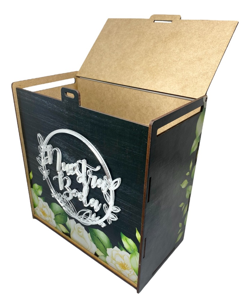 Caja Buzón Sobres Alcancía Nuestra Boda Plata Mdf
