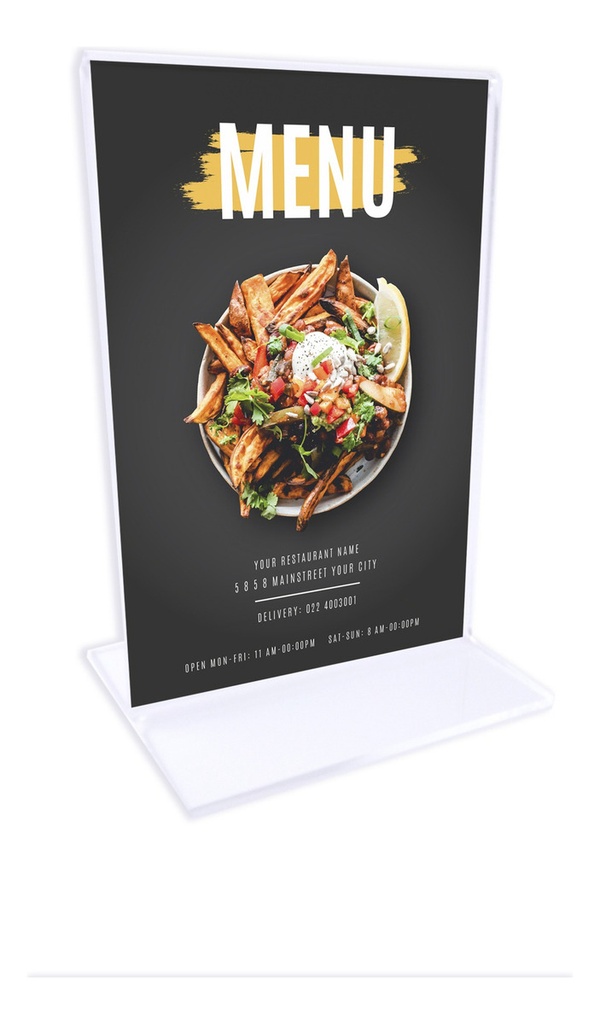 Porta Menú Acrílico Doble Vista Restaurantes Pack 35 Ud. M2