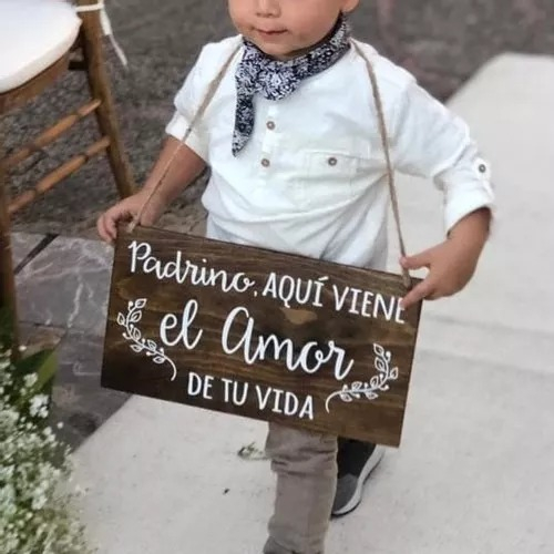 Letrero Pajes Boda Diseño 40x30cm E1 Personalizado 3mm