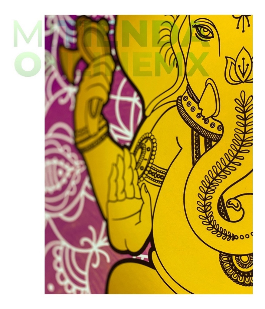 Cuadro Decorativo Dios Hindu Ganesha Mandala Mdf 6mm
